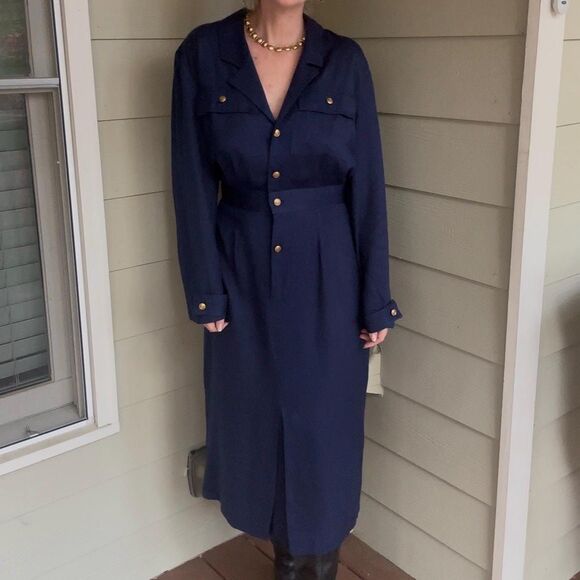 Vintage 1990s Navy Blue Military Inspired Utility Dress - Picture 10 of 16